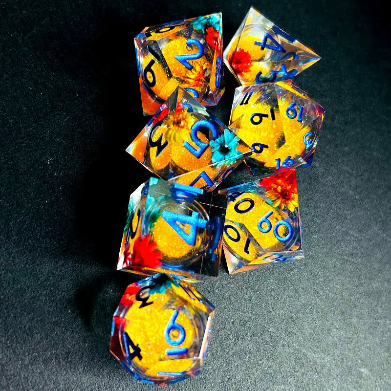 Control the Quicksand - Elven Mage Series Sand Elves Exclusive 7 piece RPG Dice Set Angle Dice