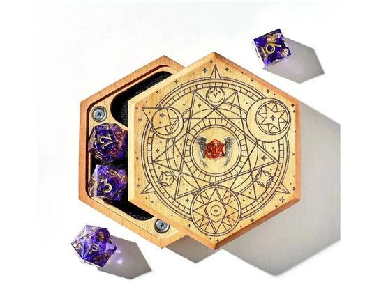 Custom Box Engraved D&D Dice Gift Set Angle Dice