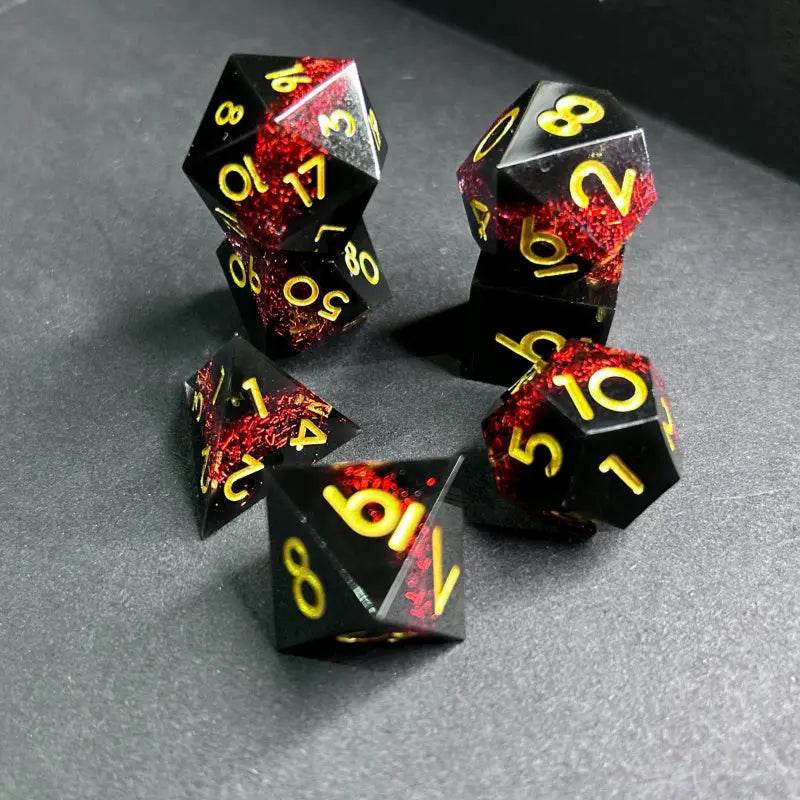 Death Spells-Dark Wizard Dual Elements Series 7 Piece RPG Dice Set Angle Dice