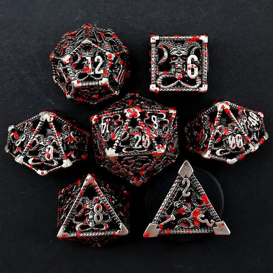 Demon Art-Dark Warlock Series 7-piece Metal Hollow Dice Set - AngleDice