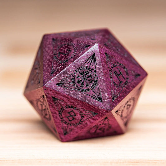 Dnd Engraved Purpleheart Wood Dice Set Nordic Style - AngleDice