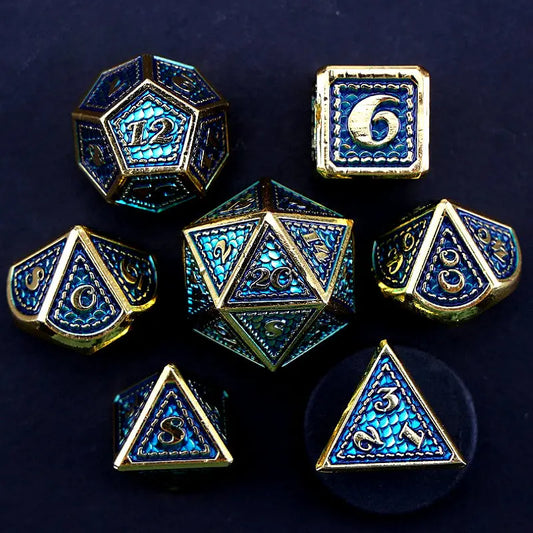 Dragon Battle Techniques-Dragon Knight Series 7 piece RPG Metal Dice Set Angle Dice