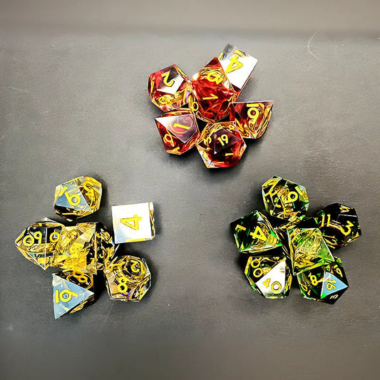 Elemental Mage Rings - Mage Exclusive Rings 7 Piece RPG Dice Set Angle Dice