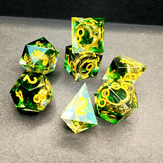 Elemental Mage Rings - Mage Exclusive Rings 7 Piece RPG Dice Set Angle Dice