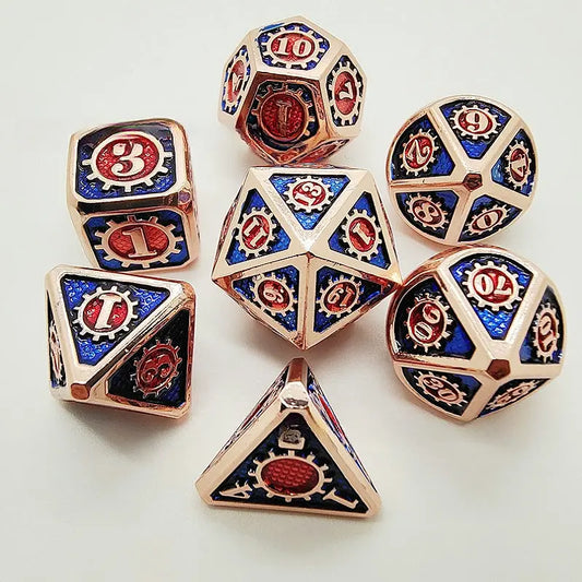 Eternal Mechanical Cage-Mechanical Mage Series Sealing Props 7 piece Metal Dice Set Angle Dice