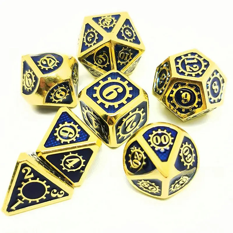 Eternal Mechanical Cage-Mechanical Mage Series Sealing Props 7 piece Metal Dice Set Angle Dice