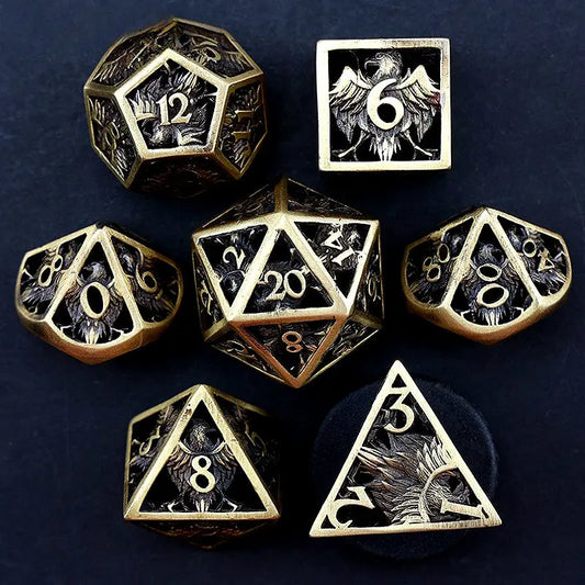 Falcon Skills-Ranger Series 7 piece Metal Hollow Dice Set - AngleDice