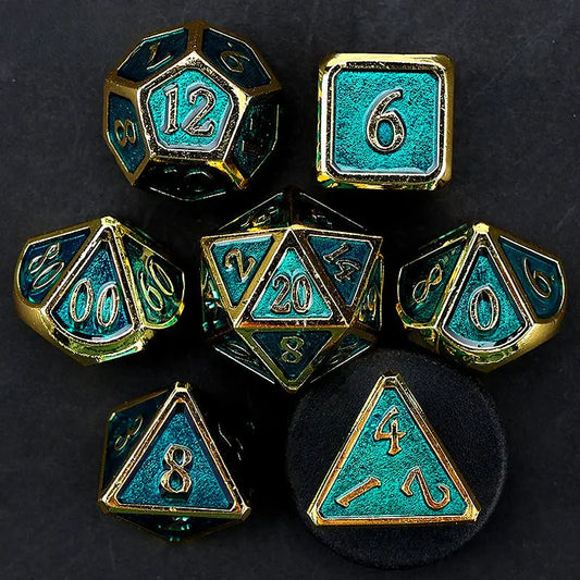 Power of Faith in the Gods-Priest Series 7 piece Metal Dice Set Angle Dice