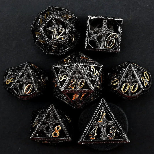 Power of the Cross - Priest Series 7-piece Metal Hollow Dice Set - AngleDice