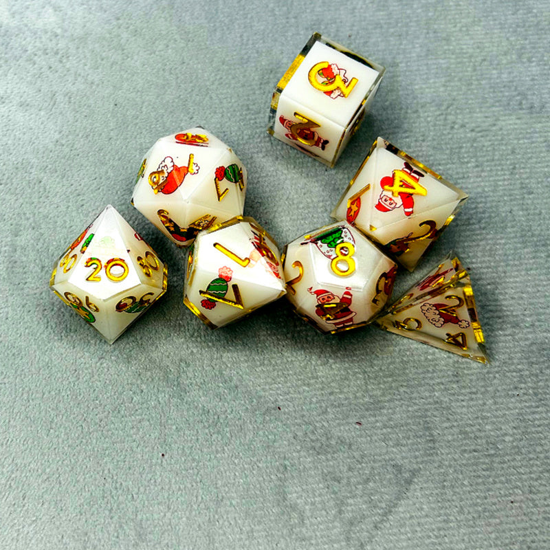 Christmas Gift - Santa Claus Series 7 Piece Resin Dice Set