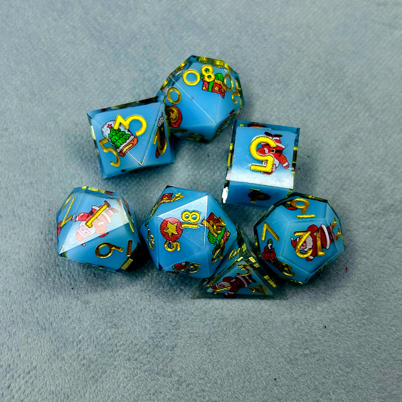 Christmas Gift - Santa Claus Series 7 Piece Resin Dice Set