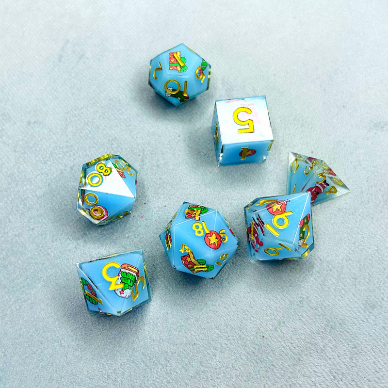 Christmas Gift - Santa Claus Series 7 Piece Resin Dice Set