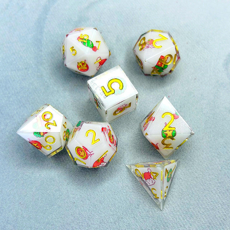 Christmas Gift - Santa Claus Series 7 Piece Resin Dice Set