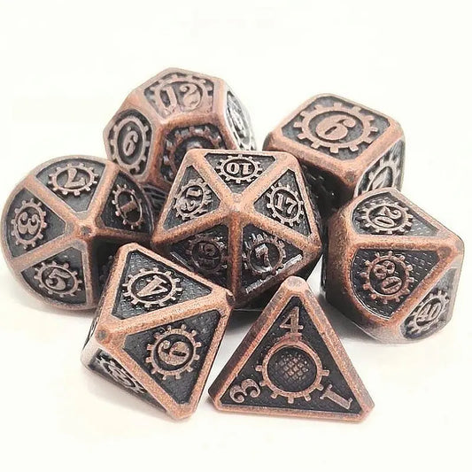 Spell Array-Mechanical Mage Series 7 piece RPG Metal Dice Set Angle Dice