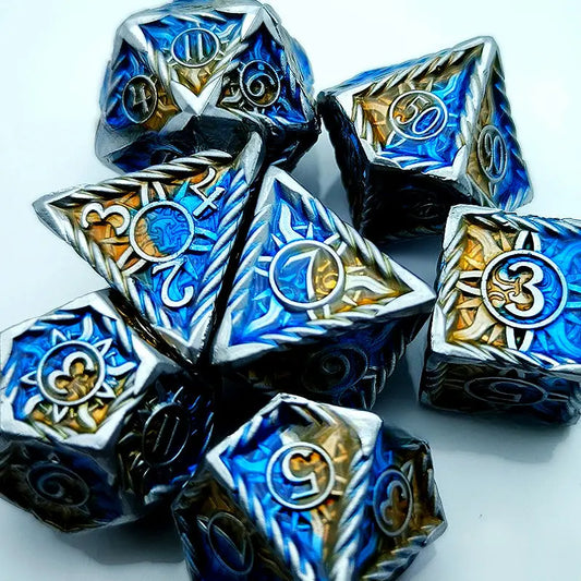 The Power of Two-Color Music-The Bard Series 7 Piece RPG Metal Dice Set - AngleDice