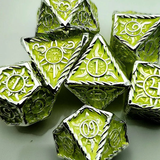 The power of music-Bard Series 7 piece RPG Metal Dice Set - AngleDice