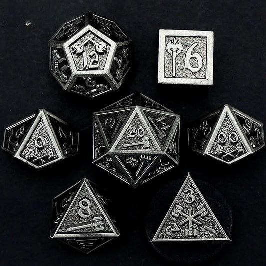 Battle Axe Skills - Holy Warrior Series 7 piece RPG Metal Dice Set - AngleDice - 