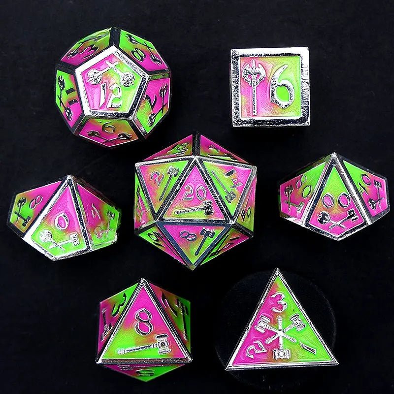 Battle Axe Skills - Holy Warrior Series 7 piece RPG Metal Dice Set - AngleDice - 