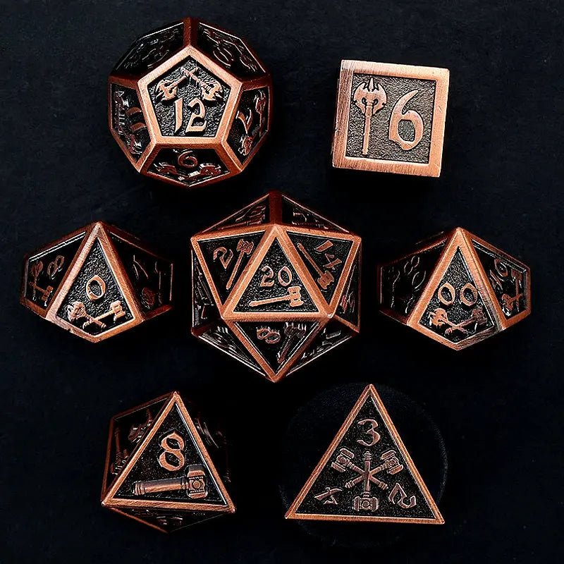 Battle Axe Skills - Holy Warrior Series 7 piece RPG Metal Dice Set - AngleDice - 