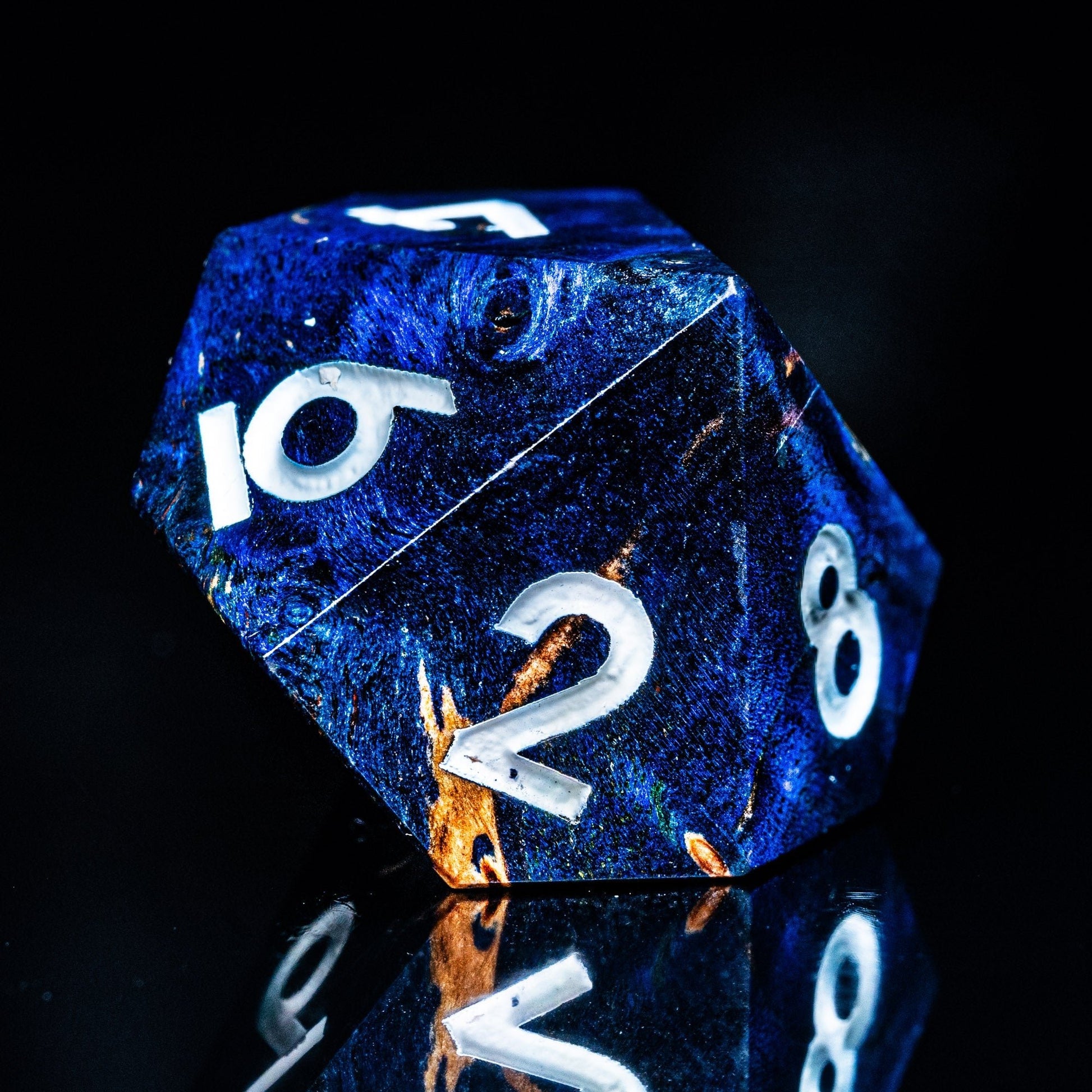 Blue Flame Trial - Knights Series 7 Piece Wooden Dice Set - AngleDice - 