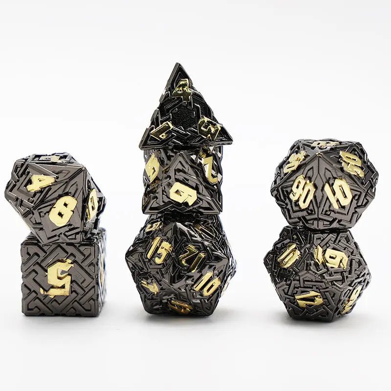 Chi Energy Enhanced Attack - Monk Series Celtic Knot Shape 7 Piece RPG Metal Dice Set - AngleDice - 