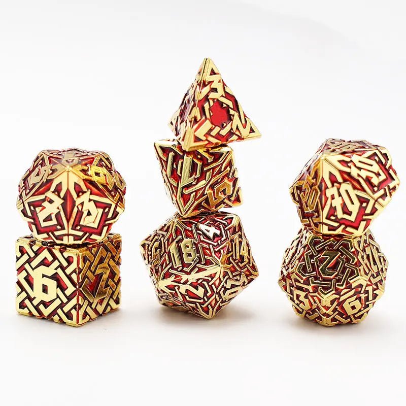 Chi Energy Enhanced Attack - Monk Series Celtic Knot Shape 7 Piece RPG Metal Dice Set - AngleDice - 