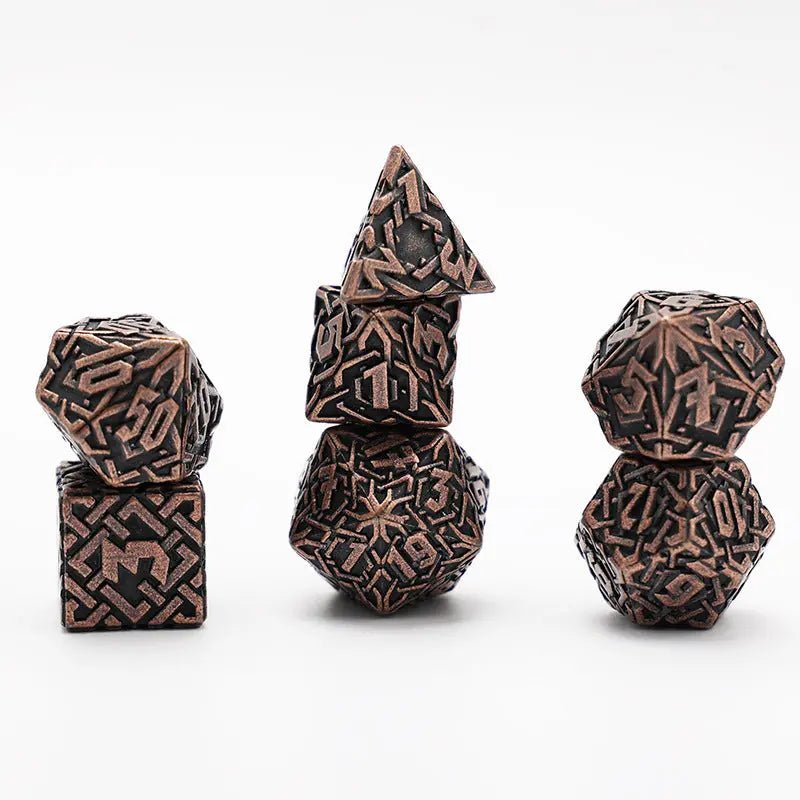 Chi Energy Enhanced Attack - Monk Series Celtic Knot Shape 7 Piece RPG Metal Dice Set - AngleDice - 