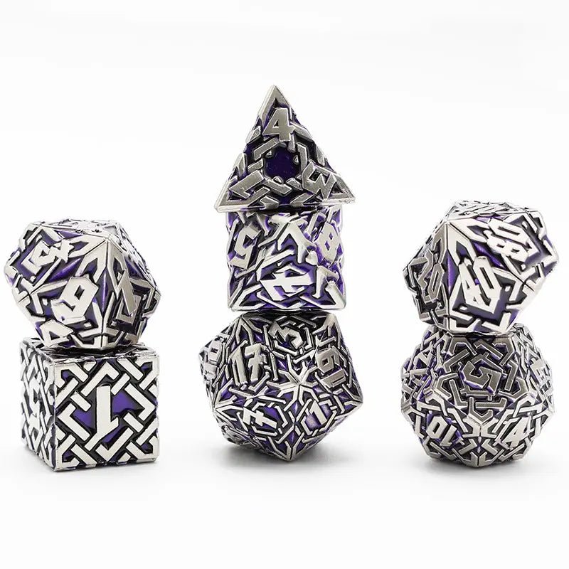 Chi Energy Enhanced Attack - Monk Series Celtic Knot Shape 7 Piece RPG Metal Dice Set - AngleDice - 