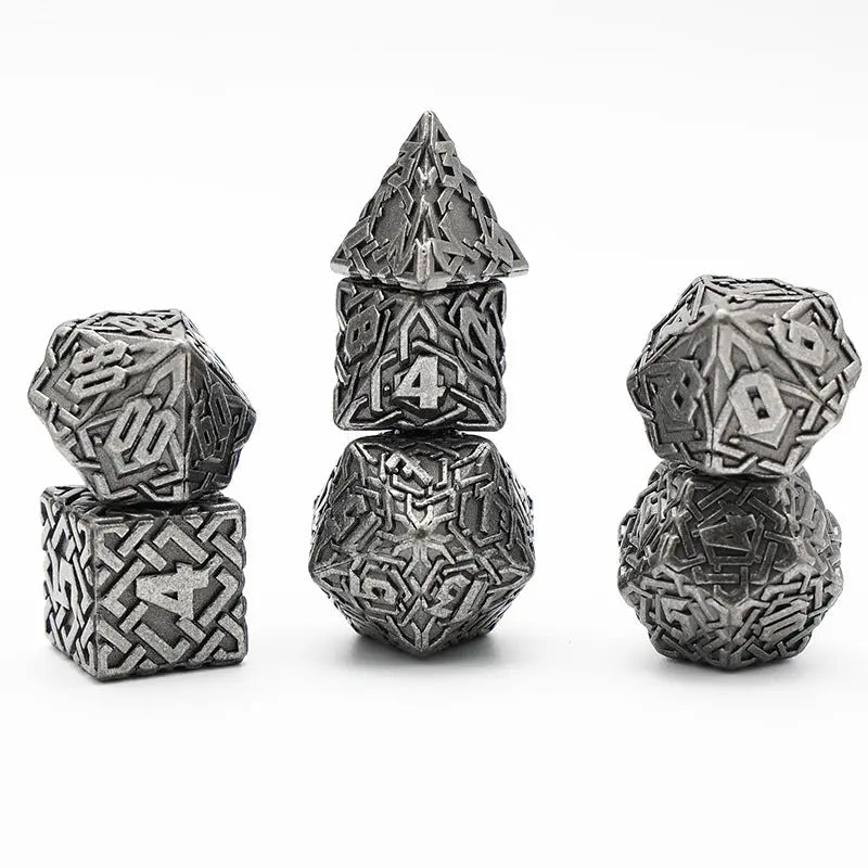 Chi Energy Enhanced Attack - Monk Series Celtic Knot Shape 7 Piece RPG Metal Dice Set - AngleDice - 