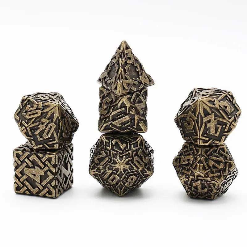 Chi Energy Enhanced Attack - Monk Series Celtic Knot Shape 7 Piece RPG Metal Dice Set - AngleDice - 