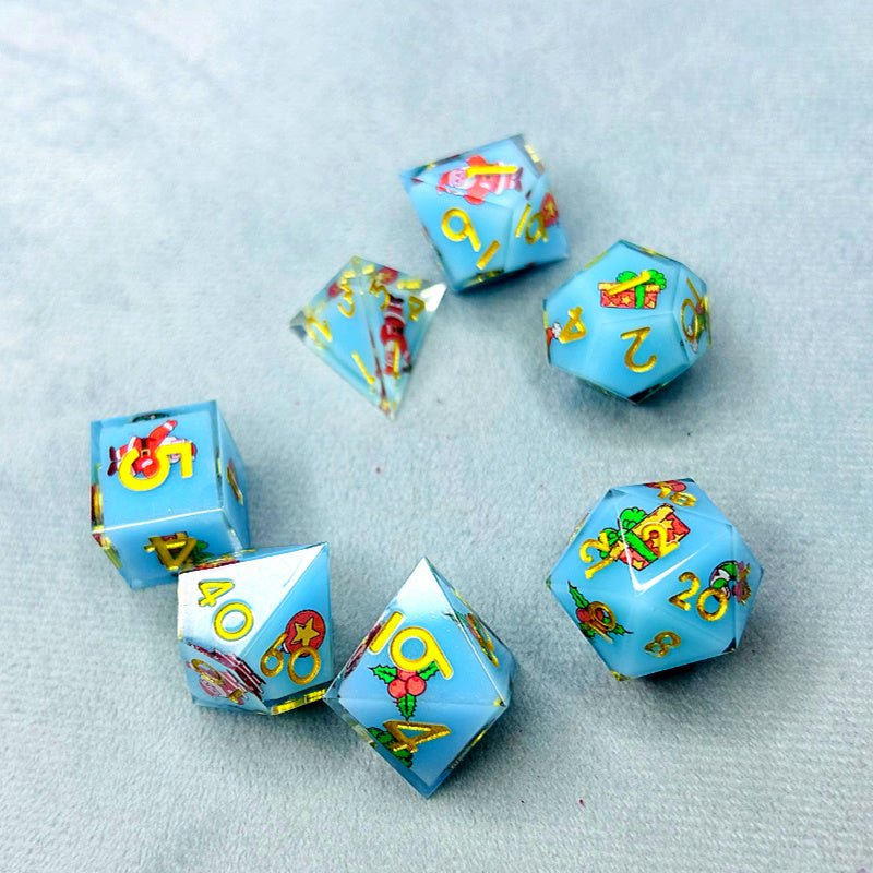 Christmas Gift - Santa Claus Series 7 Piece Resin Dice Set - AngleDice - 