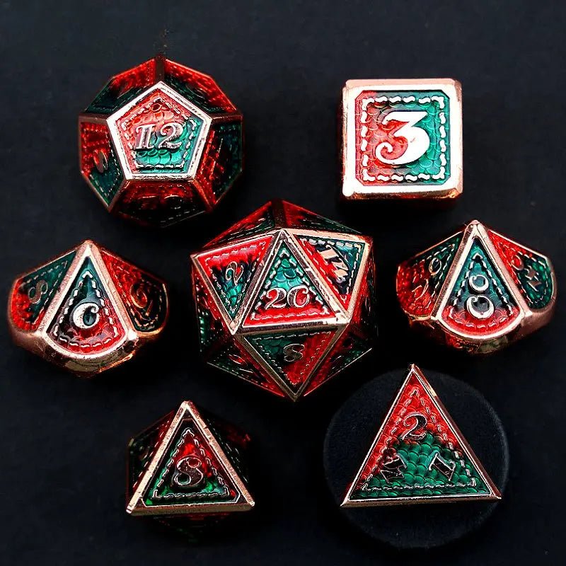 Dragon Battle Techniques - Dragon Knight Series 7 piece RPG Metal Dice Set - AngleDice - 