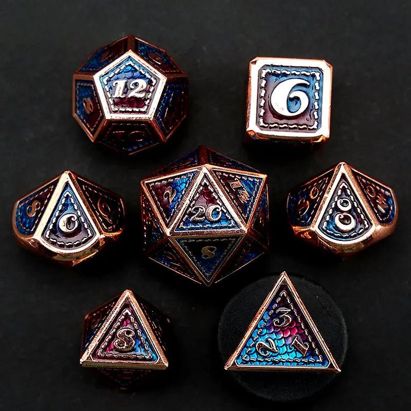 Dragon Battle Techniques - Dragon Knight Series 7 piece RPG Metal Dice Set - AngleDice - 