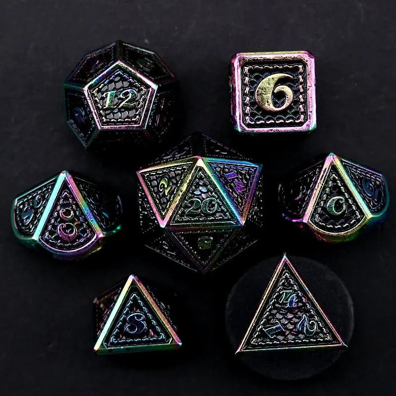 Dragon Battle Techniques - Dragon Knight Series 7 piece RPG Metal Dice Set - AngleDice - 