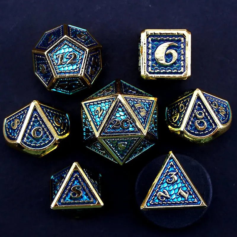 Dragon Battle Techniques - Dragon Knight Series 7 piece RPG Metal Dice Set - AngleDice - 