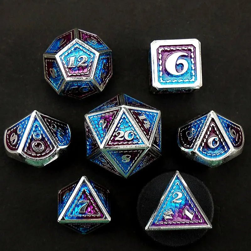 Dragon Battle Techniques - Dragon Knight Series 7 piece RPG Metal Dice Set - AngleDice - 