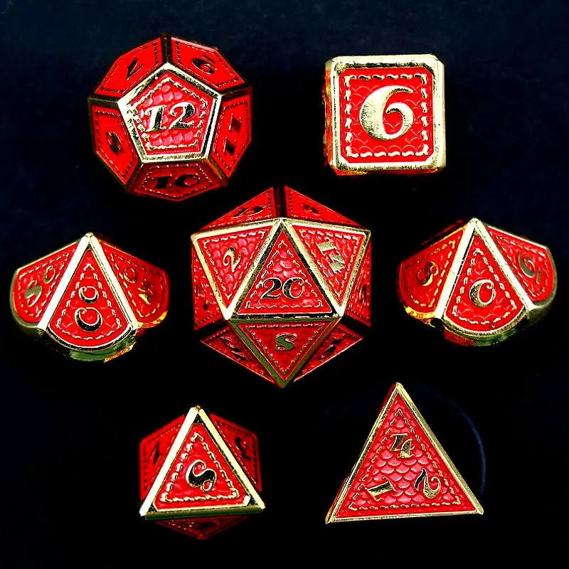 Dragon Battle Techniques - Dragon Knight Series 7 piece RPG Metal Dice Set - AngleDice - 