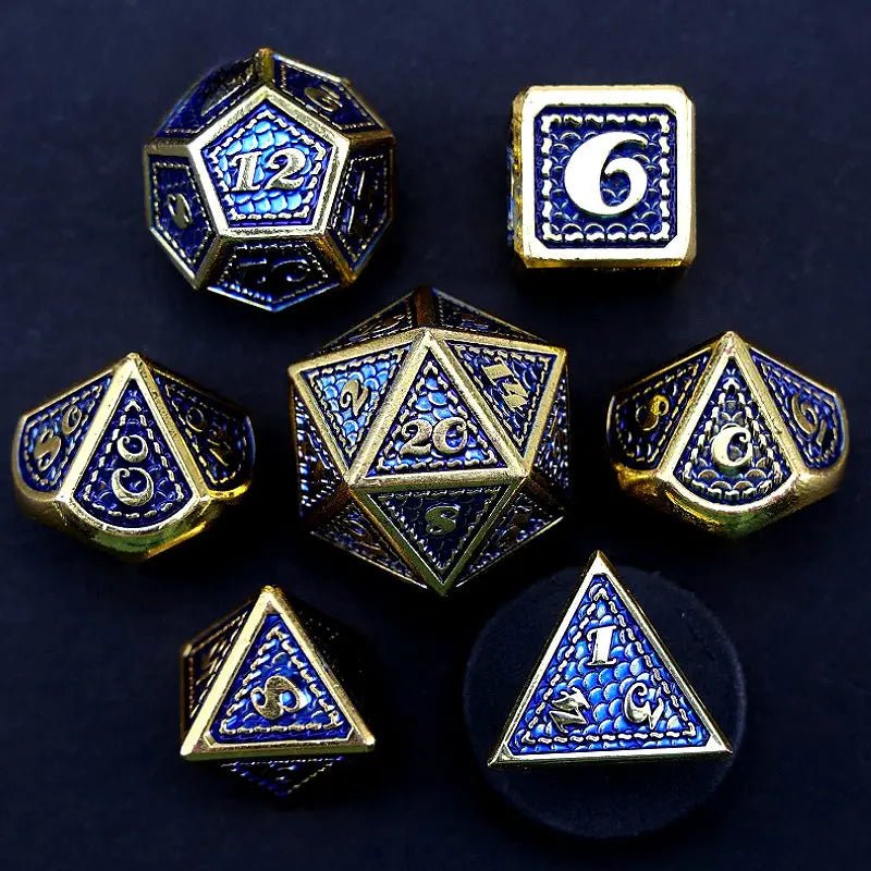 Dragon Battle Techniques - Dragon Knight Series 7 piece RPG Metal Dice Set - AngleDice - 