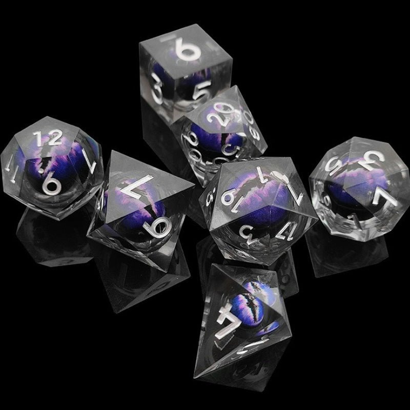 Dragon Eye Power - Dragon Blood Warlock Series Dragon Clan Exclusive 7 piece Resin Dice Set - AngleDice - 