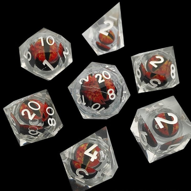 Dragon Eye Power - Dragon Blood Warlock Series Dragon Clan Exclusive 7 piece Resin Dice Set - AngleDice - 