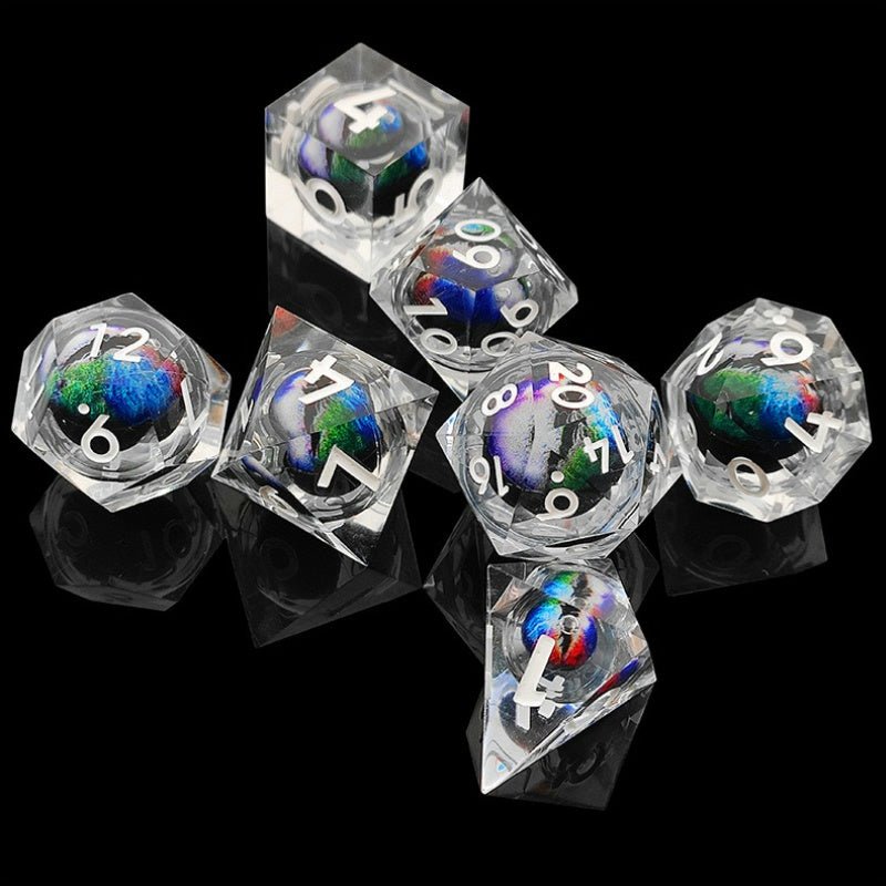 Dragon Eye Power - Dragon Blood Warlock Series Dragon Clan Exclusive 7 piece Resin Dice Set - AngleDice - 