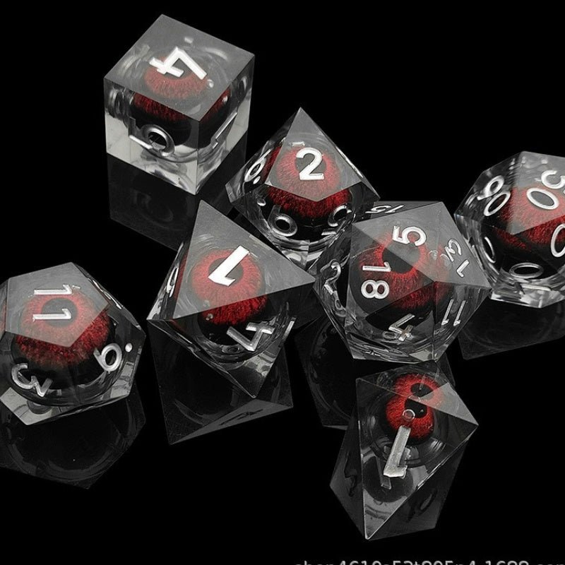 Dragon Eye Power - Dragon Blood Warlock Series Dragon Clan Exclusive 7 piece Resin Dice Set - AngleDice - 