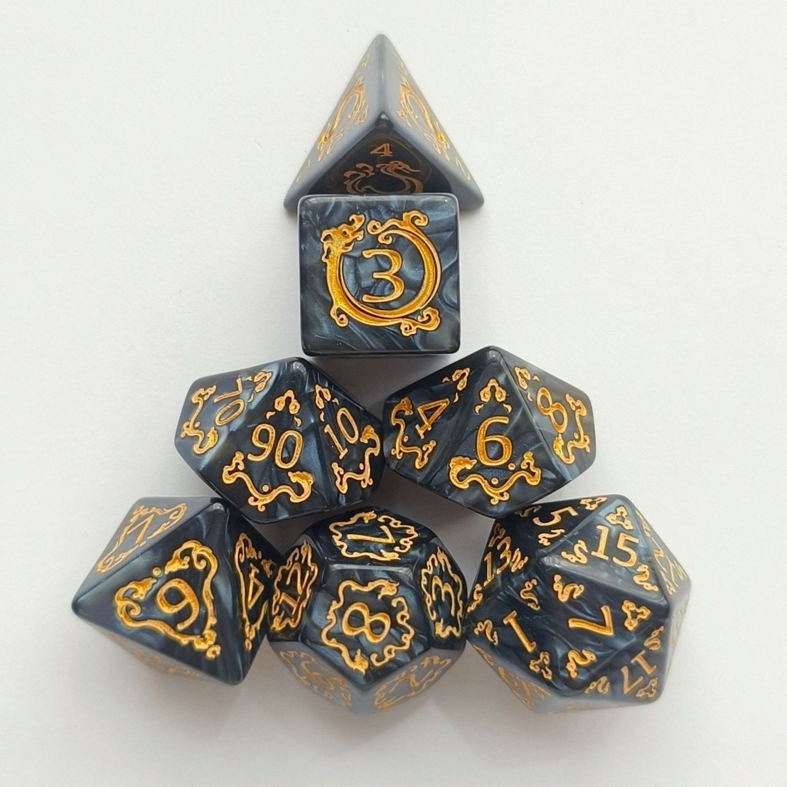 Dragon Power - Dragon Warlock Series 7 piece resin dice set - AngleDice - 