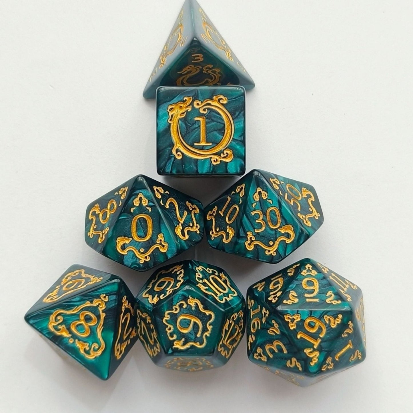 Dragon Power - Dragon Warlock Series 7 piece resin dice set - AngleDice - 