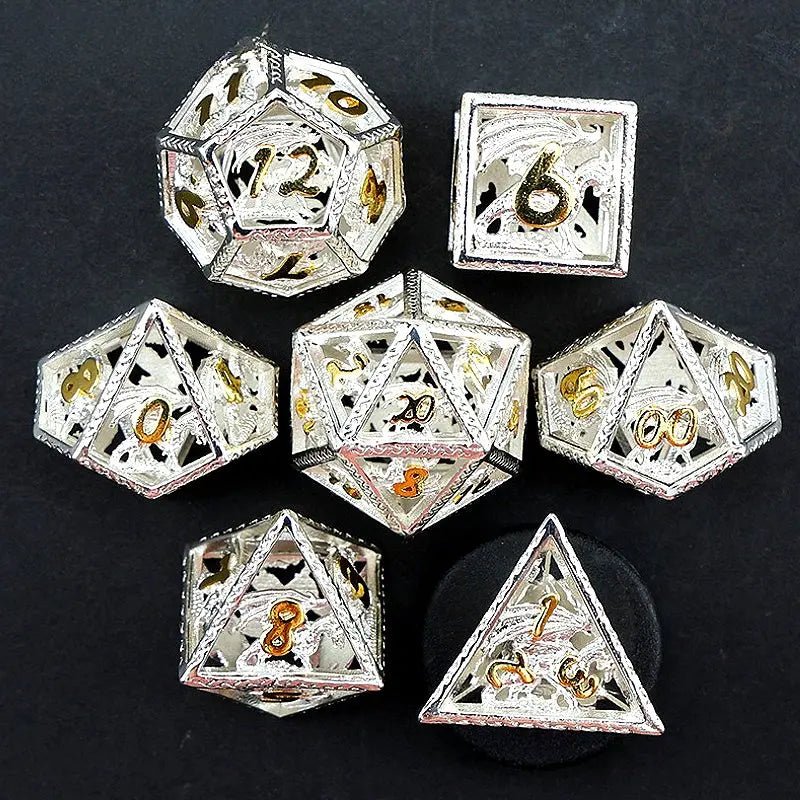 Dragon's Call - Dragon Wizard Series 7 piece RPG Hollow Metal Dice Set - AngleDice - 