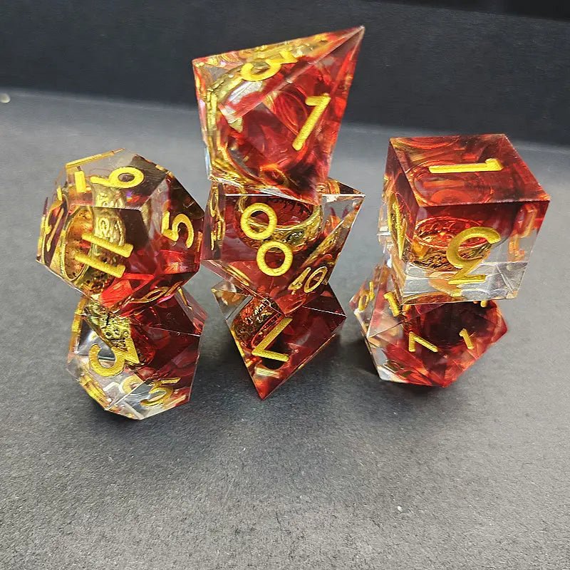 Elemental Mage Rings - Mage Exclusive Rings 7 Piece RPG Dice Set - AngleDice - 