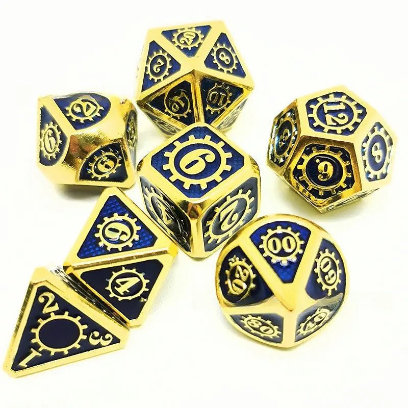 Eternal Mechanical Cage - Mechanical Mage Series Sealing Props 7 piece Metal Dice Set - AngleDice - 