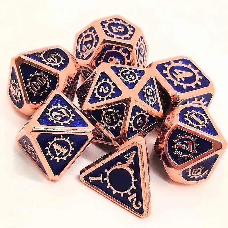 Eternal Mechanical Cage - Mechanical Mage Series Sealing Props 7 piece Metal Dice Set - AngleDice - 