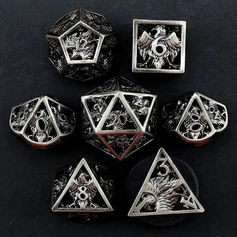 Falcon Skills - Ranger Series 7 piece Metal Hollow Dice Set - AngleDice - 