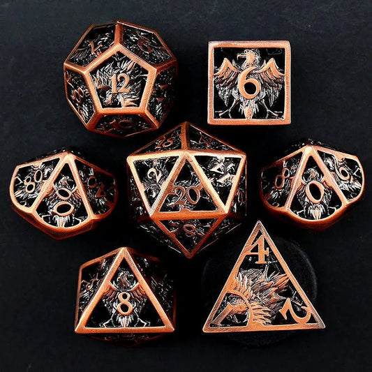 Falcon Skills - Ranger Series 7 piece Metal Hollow Dice Set - AngleDice - 